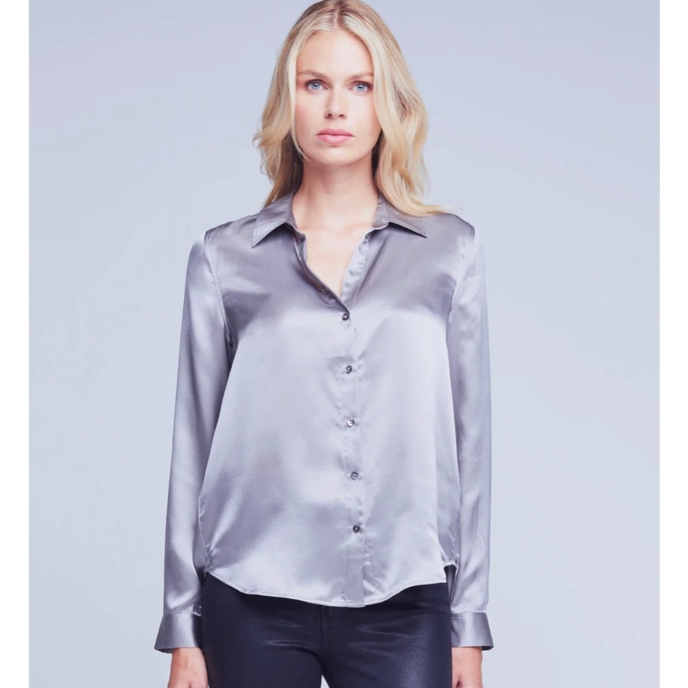 L'AGENCE GRAY STORMY TYLER LONG SLEEVE BLOUSE Size Small